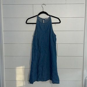Olive + Oak Mid-Length Tank Denim Dress Mid-Wash S #0013